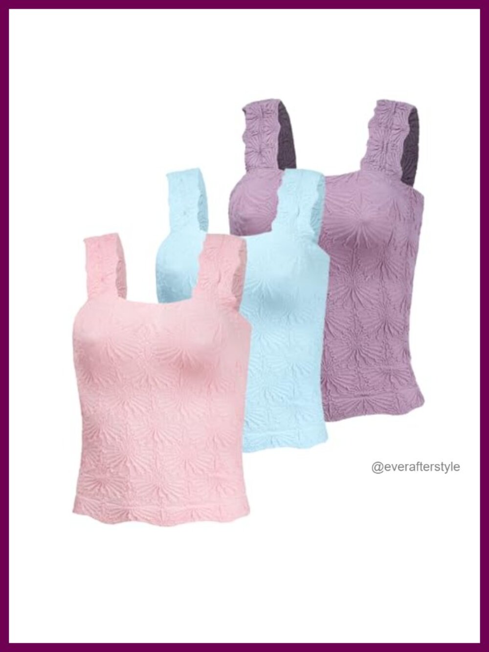 Square Neck Slim Fit Sleeveless Crop Tank Top Lettuce Trim Floral Jacquard